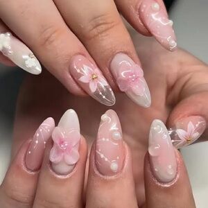 Pink Floral Nail Art